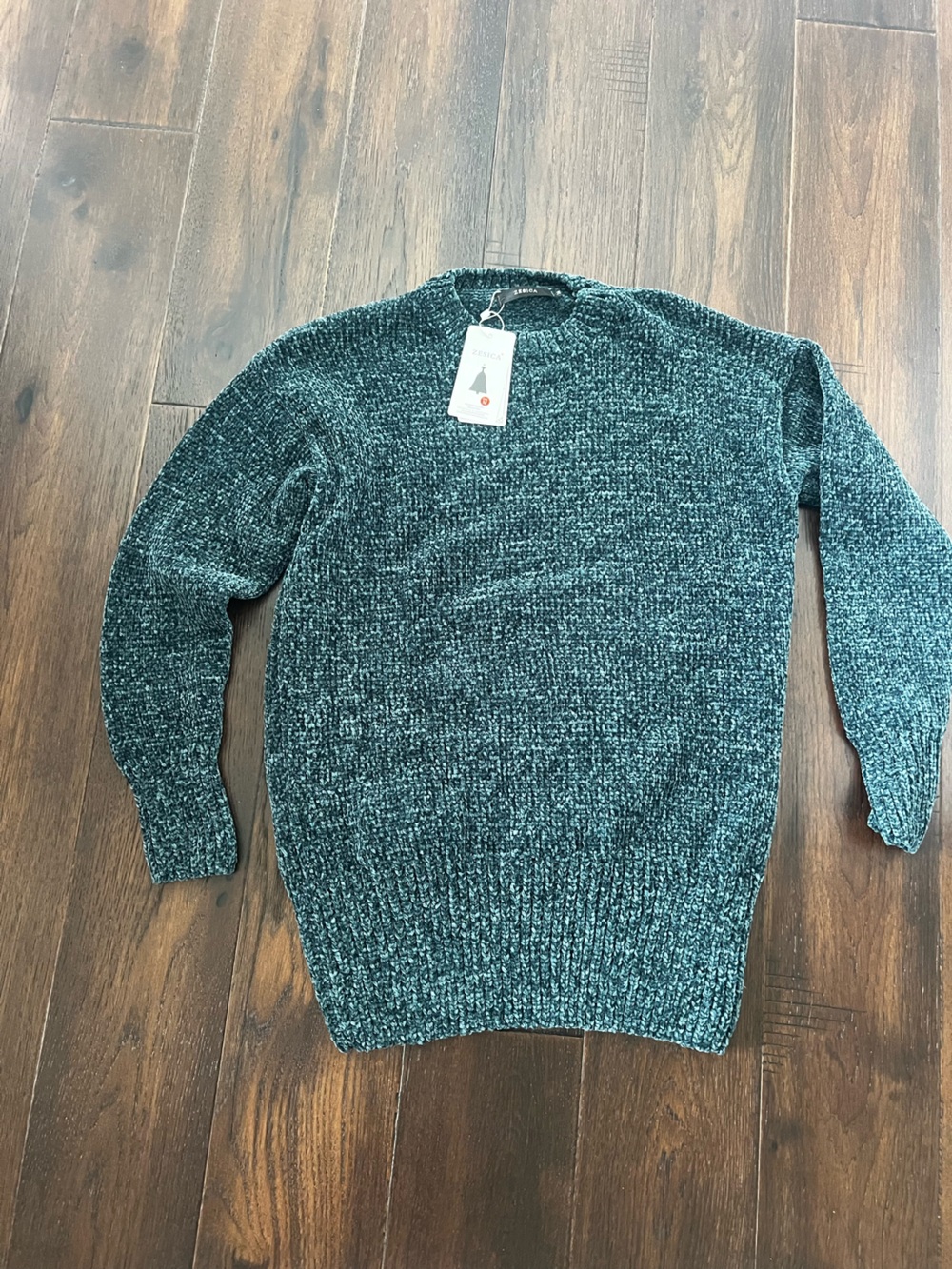 Heathered green chenille Crewneck Sweater